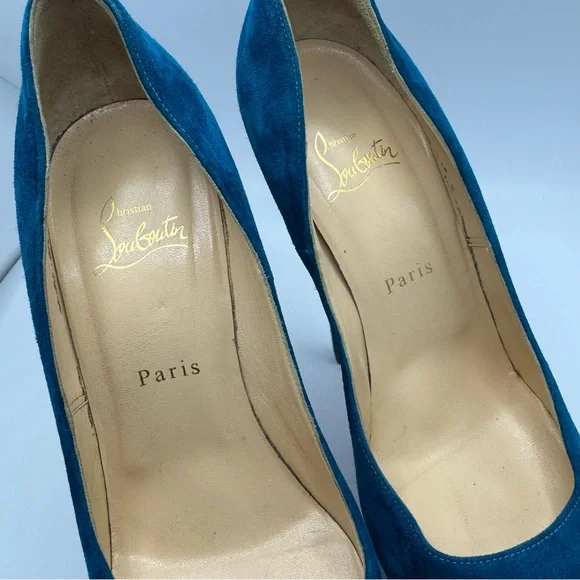 Christian Louboutin Daffodile 160 Suede Peacock Pumps 40 - Picture 9 of 10